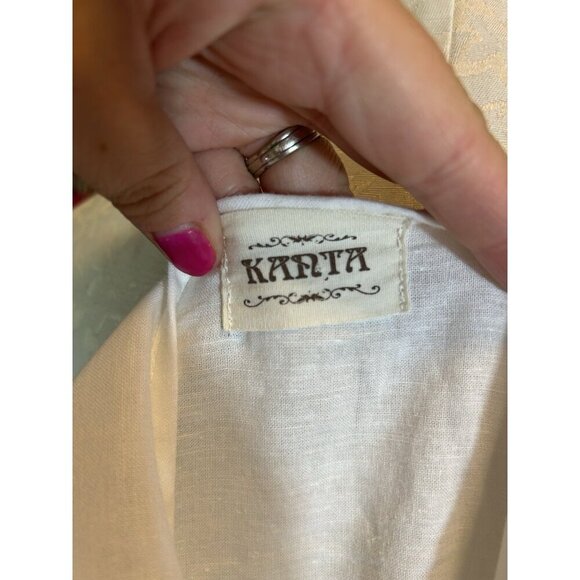 Karta Cottagecore Prairie Tunic Top Boho Embroidered Floral Long Sleeve White L? - Picture 9 of 10